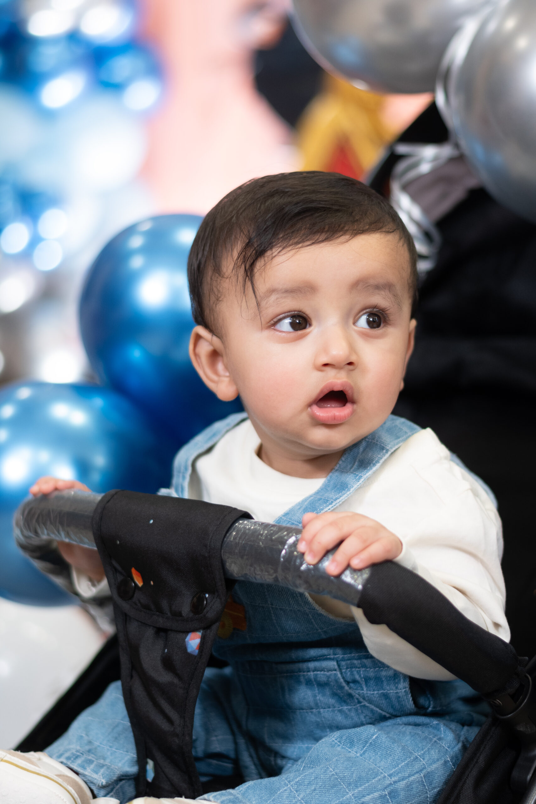 Young child in a candid family portrait